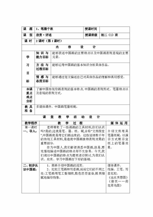 美术教学设计方案模板_美术教学设计方案模板单篇